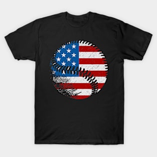 American Flag Baseball Team Patriotic USA 4th of July T-Shirt